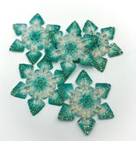 snow snowy christmas festive flat back bundle rose flower white pearl glitter blue turquoise silver star stars teal turquoise gold glitter snowflake snowflakes acrylic flatback fb uk cute kawaii craft supplies