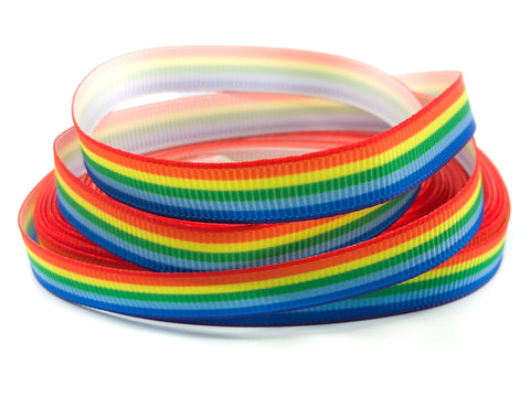narrow 10mm rainbow striped grosgrain ribbon one yard stripes
