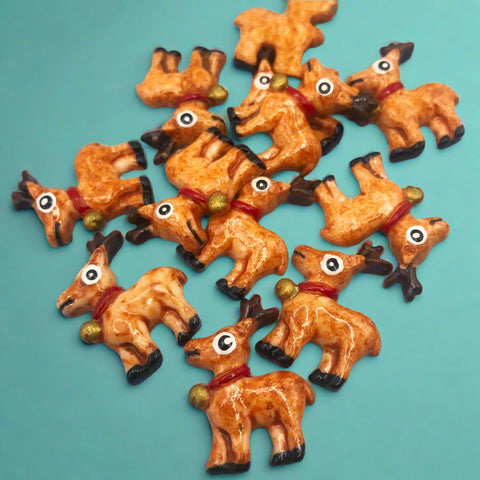 chunky reindeer brown deer festive christmas resins flatback flat back fb fbs uk craft supplies big embellishment resin