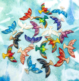 pretty acrylic bird birds gold foil detail resin flying fb flatback flat back embellishment uk cute kawaii craft supplies blue lilac pink red white black purple