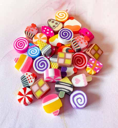 polymer clay handmade fimo bead beads uk cute kawaii craft supplies sweet sweets cake cakes lolly lollies candy bundle set pretty