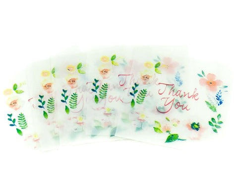 cello cellophane bags cute thank you pretty floral flowers kawaii packaging bag self seal uk