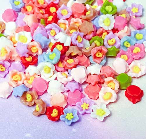mini tiny little 5mm rose resin flower flatback flatbacks flat back flowers resins uk cute kawaii craft supplies bundle