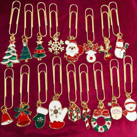 gold tone metal christmas festive planner paper clip clips metal enamel charm charms uk gifts planning accessory santa tree snowman snowflake rudolph christmas accessories gifts