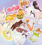 cute kawaii cat cats kitten kitty laptop large matte sticker stickers uk stationery pack packs black white ginger funny sweet decorative