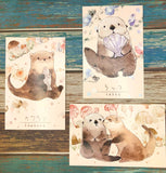 animal kawaii postcard trio pack of 3 postcards otter otters