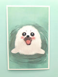 textured semi matte cute kawaii animal postcard postcards post card cards uk stationery fox dog cat bear polar kitten puppy seal rabbit bunny bird individual