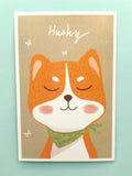 textured semi matte cute kawaii animal postcard postcards post card cards uk stationery fox dog cat bear polar kitten puppy seal rabbit bunny bird individual