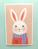 textured semi matte cute kawaii animal postcard postcards post card cards uk stationery fox dog cat bear polar kitten puppy seal rabbit bunny bird individual
