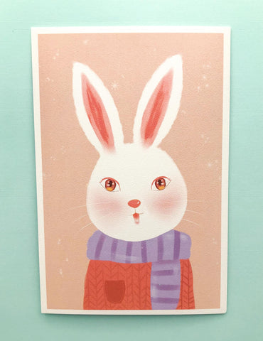 textured semi matte cute kawaii animal postcard postcards post card cards uk stationery fox dog cat bear polar kitten puppy seal rabbit bunny bird individual
