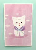 textured semi matte cute kawaii animal postcard postcards post card cards uk stationery fox dog cat bear polar kitten puppy seal rabbit bunny bird individual lamb