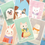 textured semi matte cute kawaii animal postcard postcards post card cards uk stationery fox dog cat bear polar kitten puppy seal rabbit bunny bird individual