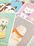 textured semi matte cute kawaii animal postcard postcards post card cards uk stationery fox dog cat bear polar kitten puppy seal rabbit bunny bird individual