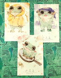 animal kawaii postcard trio pack of 3 postcards frog frogs