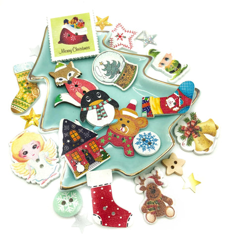 christmas wood wooden button buttons bundle festive bundles