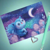 eco recycled handmade art postcard kawaii squirrel squirrels uk cards hand made artist exclusive purple turquoise galaxy magic magical night sky stars moon mushroom mushrooms cute kawaii stationery postcards gift gifts card