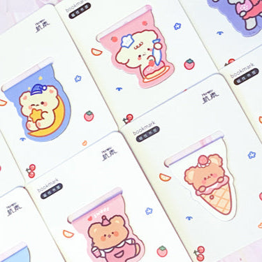 kawaii cute animal animals magnetic bookmark bookmarks uk stationery gift gifts stocking filler bear bunny rabbit cat lamb sheep cow ice cream sweets food pretty