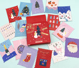 christmas festive stamp stamps sticker stickers set of mii box 45 pack uk cute kawaii red blue pink lilac seasons greetings snow pretty cute seals packaging supplies stationery