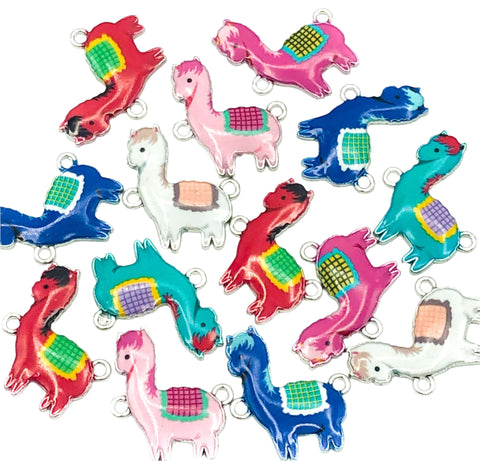 llama alpaca connector charm charms tibetan silver and enamel 29mm uk craft shop store supplies