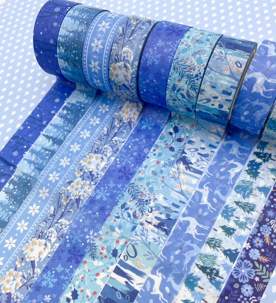 Blue Winter Snowflake Washi, Planner Washi Tapes