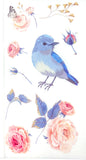 bird birds and flower flowers floral large translucent sticker stickers sheet pack of 3 uk cute kawaii washi paper stationery blue pink yellow nature leaves flowers