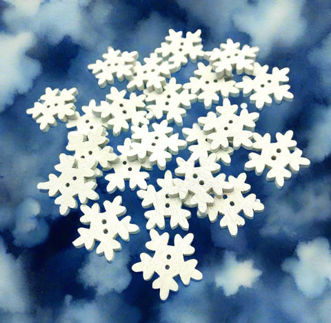 white wood wooden snow flake snowflake snowflakes button buttons christmas festive craft supplies cute kawaii uk