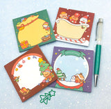 kawaii festive christmas sticky memo notes pad set snow globe presents elf snowman tree sleigh memos uk cute stationery gift stocking filler