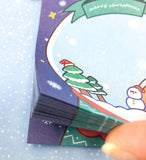 kawaii festive christmas sticky memo notes pad set snow globe presents elf snowman tree sleigh memos uk cute stationery gift stocking filler