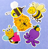 bee bees bumblebee bumblebees honey cute kawaii laptop large larger stickers uk stationery floral funny humorous packs