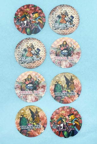 alice in wonderland sticker stickers seals 25mm round packing packaging supplies happy mail uk stationery cute kawaii