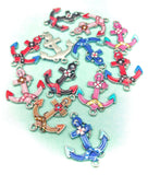 enamel anchor charm charms connector connectors anchors red blue pink yellow brown uk cute kawaii craft supplies ocean marine
