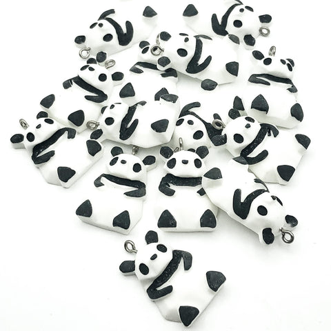 panda pandas resin large charm pendant charms uk kawaii cute craft supplies black and white