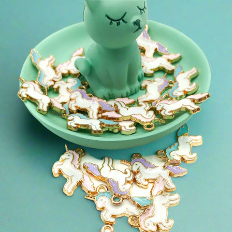 small 22mm gold tone unicorn enamel charm unicorns charms kawaii