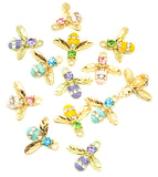 enamel gold tone bee charm charms rhinestone cute craft supplies bees metal uk