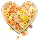 yellow peach and cream flower resin fb flat backs bundle