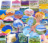 oil painting seascape landscape picture paintings stickers sticker flakes pack of 34 large box beautiful vibrant floral flowers uk stationery cute kawaii