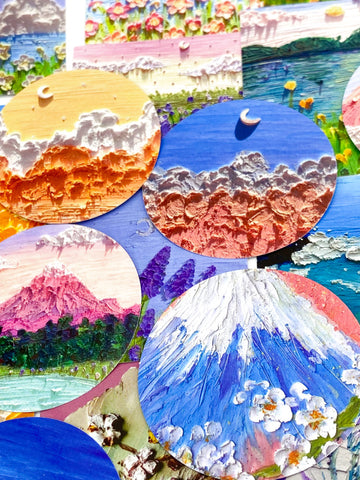 oil painting seascape landscape picture paintings stickers sticker flakes pack of 34 large box beautiful vibrant floral flowers uk stationery cute kawaii