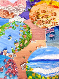 oil painting seascape landscape picture paintings stickers sticker flakes pack of 34 large box beautiful vibrant floral flowers uk stationery cute kawaii