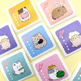 cute cat square 30mm 3cm stickers pretty fun adorable uk kawaii stationery packaging supplies