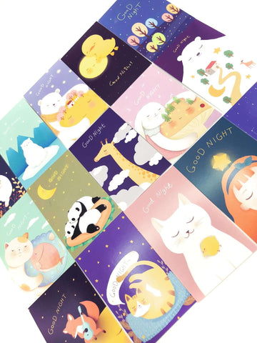 good night star starry sky nightime lomo card cards cute kawaii mini postcard packs animals sky sleep uk stationery