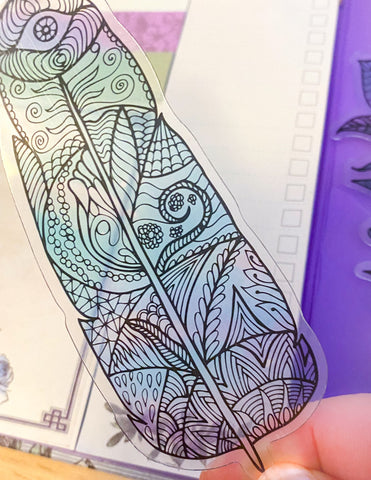 feather feathers plastic clear stained glass pretty bookmarks book mark bookmark uk gift gifts kawaii cute stationery