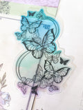 butterfly butterflies floral flowers flower plastic clear bookmark bright rainbow uk cute kawaii stationery pretty gift gifts