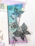butterfly butterflies floral flowers flower plastic clear bookmark bright rainbow uk cute kawaii stationery pretty gift gifts