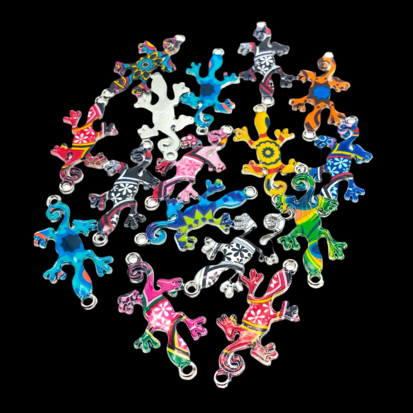 connector charm charms enamel silver tone metal lizard gecko lizards uk cute craft supplies kawaii