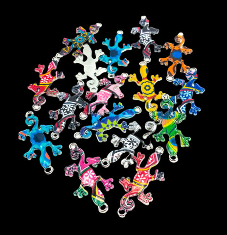 connector charm charms enamel silver tone metal lizard gecko lizards uk cute craft supplies kawaii