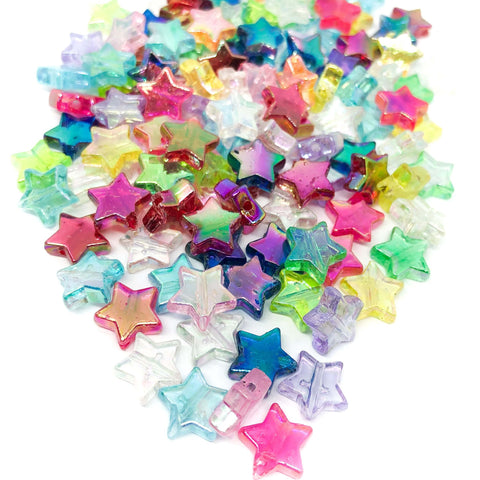 bright colourful star stars bead beads cute kawaii pretty small little plastic acrylic iridescent shimmer a craft supplies uk shop store jewellery making
