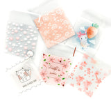 pink and pretty floral spring cello cellophane bag bags clear printed packaging supplies cat cats bunny rabbit rabbits easter rose cherry blossom uk