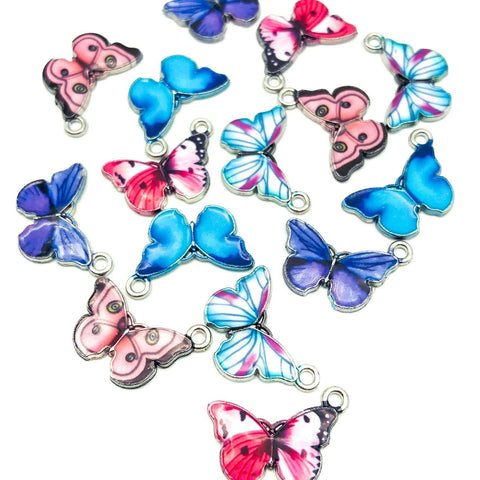 butterfly enamel silver tone metal charm uk cute kawaii charms butterflies