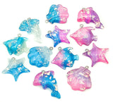 glitter resin ocean sea creatures charm charms pendant pendants dolphin fish shell shells starfish uk cute kawaii craft supplies