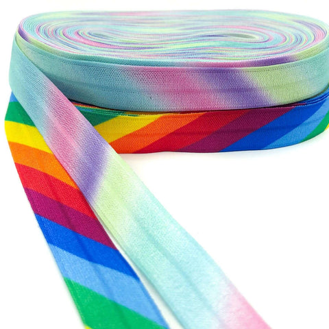 bright or pastel rainbow stripe stripes striped elastic foe elastics ribbon diagonal ribbons uk cute kawaii craft supplies
